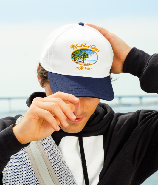 Man wearing no bad days hat