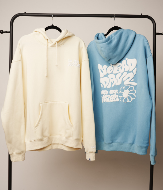 No bad dayz hoodies - cream and light blued colored